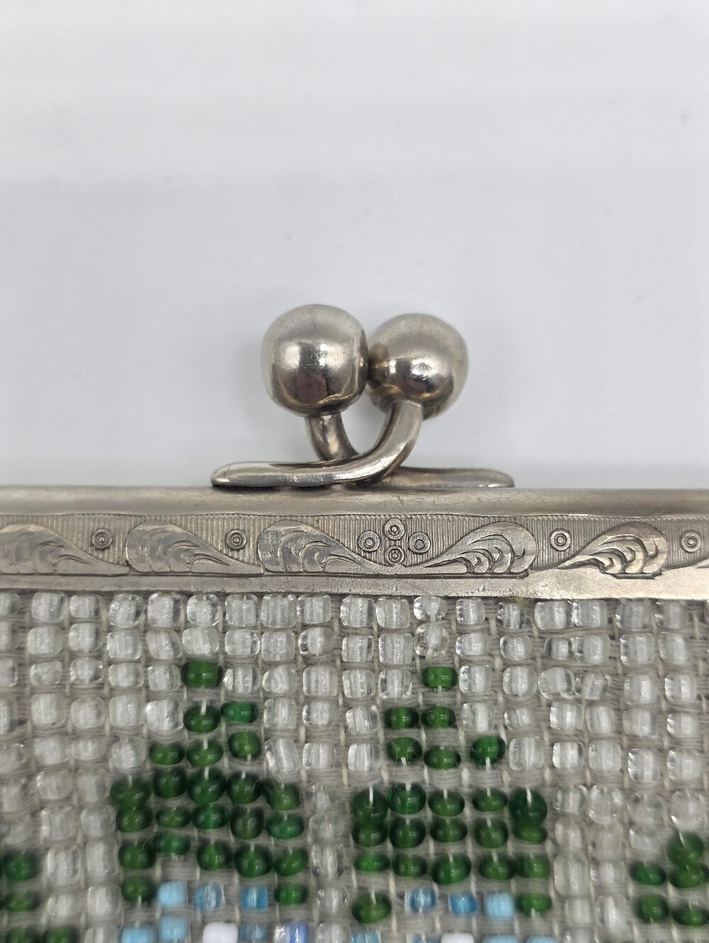 Antique Edwardian Micro Beaded Purse 1910s Floral Glass Seed Bead Evening Bag - Picture 7 of 16